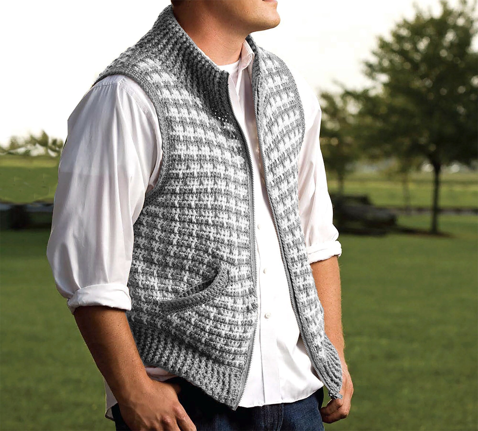 houndstooth pattern houndstooth knitted vintage sweater vest