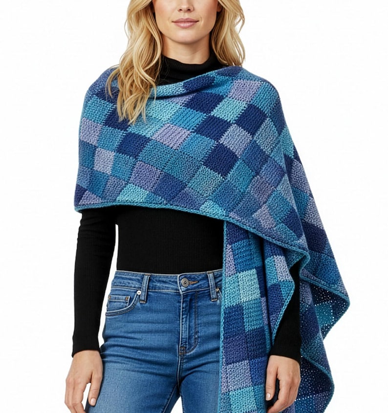 GORGEOUS Women's Ruana Cloak Crochet Pattern | Entrelac Tunisian ...