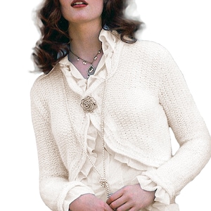 GORGEOUS Cropped Cardigan, Scalloped  Bolero Shrug | Women&#39;s Crop Tops | Bolero Jacket Knitting Pattern PDF Download