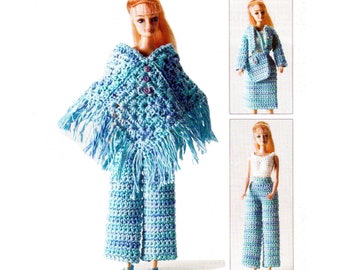 11.5" Doll Clothes Crochet Patterns Poncho, Top, Pants, Skirt, Jacket, Bag For 11" Fashion Dolls | PDF Download