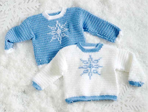 Christmas Sweater Crochet Pattern For Kids to Boy, Girl  Snowflake Sweaters PDF Pattern Instant Download