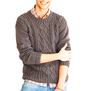 Men's Aran Sweater Pattern | Fisherman's Sweater | Classic Cable Knit Irish Jumper DK Instant Download