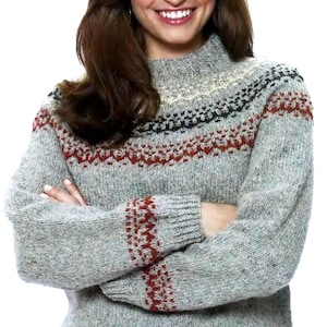 Norwegian Fair Isle Pattern Women&#39;s Sweater | Vintage Nordic Knits | Fair Isle Sweater Pattern Instant PDF Download