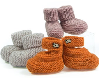 Baby Booties Easy Knitting Pattern 0 To 3 mo. | 3 Styles For Beginners | DIY Newborn Gift | PDF Download