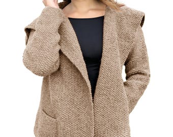 Retro Style Women's Jacket Moss Stitch  |  Chunky Cardigan | Vintage Knitting Pattern Instant PDF Download