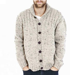 Patrón PDF Chaqueta de hombre con cuello chal Abrigo tipo coche / Patrón de tejido de cárdigan grueso Descarga instantánea