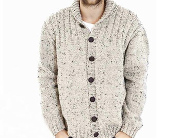 PDF Pattern Men's Jacket Shawl Collar Car Coat | Chunky Cardigan Knitting Pattern Instant Download