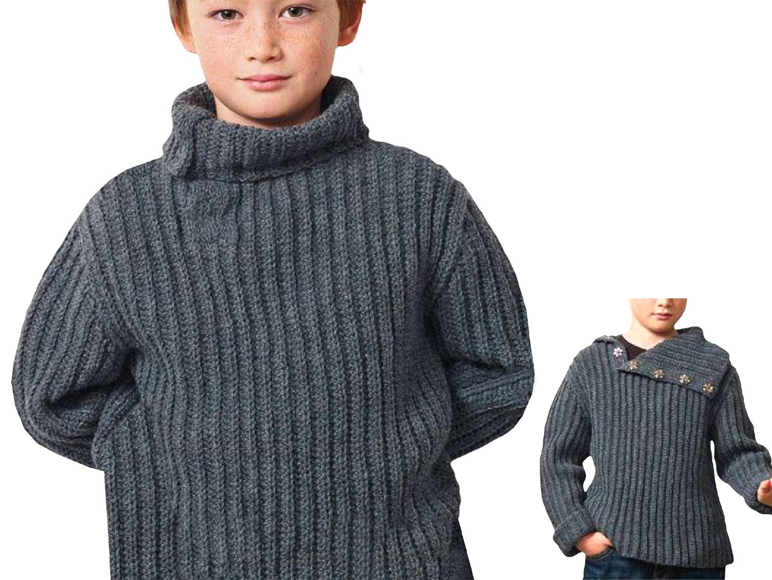 DK Yarn Crochet Sweater Pattern Kids 8 to 14 yrs | Fisherman Rib Turtleneck Crochet Pattern Boys, Girls PDF Download
