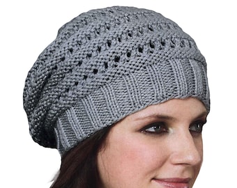 Women's Hat Easy Knitting Pattern | Lace Knit Beanie Vintage Pattern | Instant PDF Download
