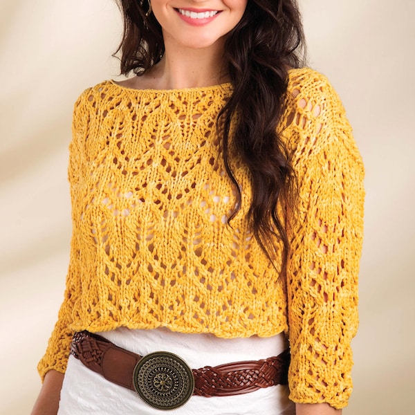Patrón de tejido de suéter de encaje / Tops de encaje crop top para mujer / Descarga instantánea en PDF