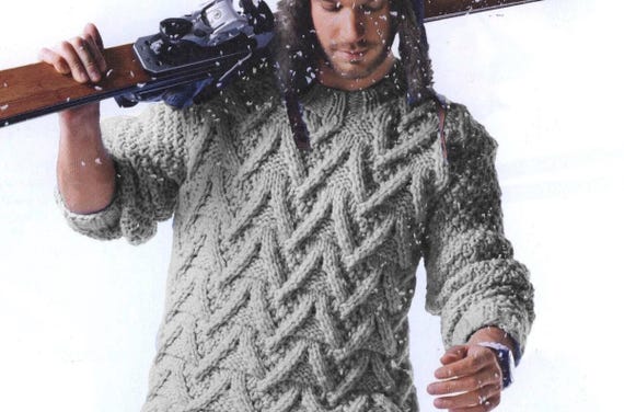 Herren Grobstrick Zopfmuster Skipullover Hübscher Winter