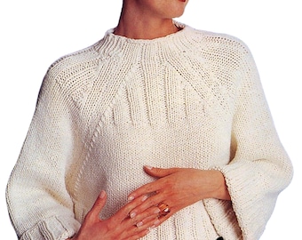 Spring Sweater Loose, Cropped Easy Knitting Pattern | Women's Crop Tops Retro 3/4 Kimono Sleeve | Instant PDF Download