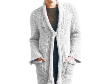Comfy Oversized Crochet Coat Pattern | Vintage Crochet Pattern | S to 3X Long Jacket,