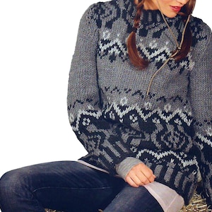 Women&#39;s Norwegian Sweater | Fair Isle Knitting Pattern | Loose, Chunky Sweater Pattern Instant PDF Download