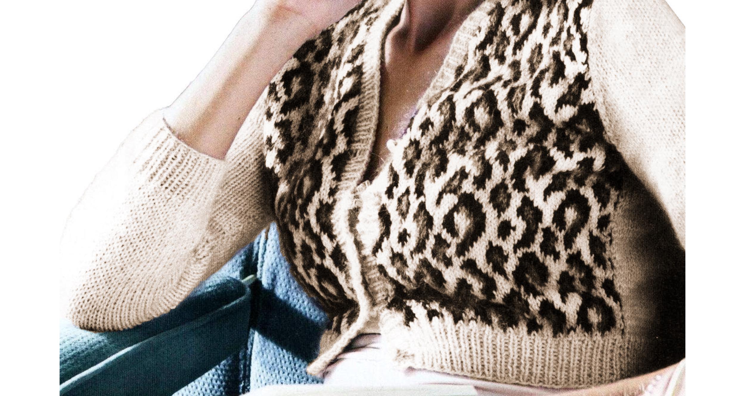 Leopard Knitting Pattern Leopard Print Cardigan | Women's Crop Top Knitting Pattern Vintage ...