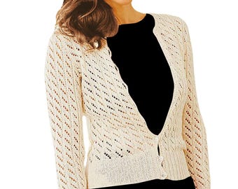 Lace Openwork Cardigan Knitting Pattern – Vintage Style (PDF) - Etsy