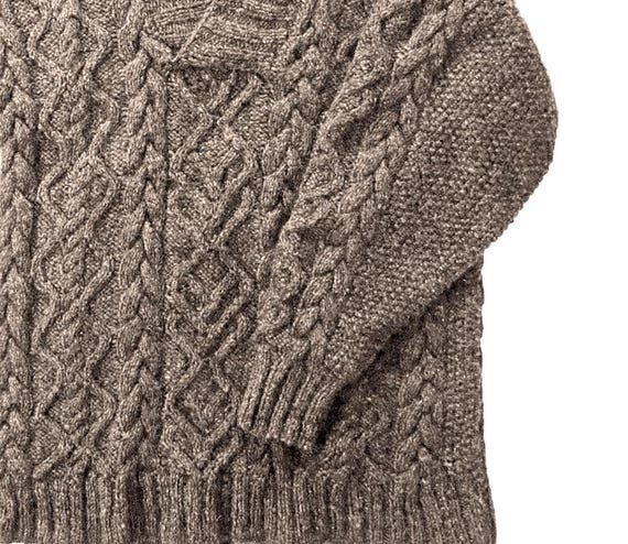 Aran Pullover mit Schalkragen Herren Strickmuster Klassischer