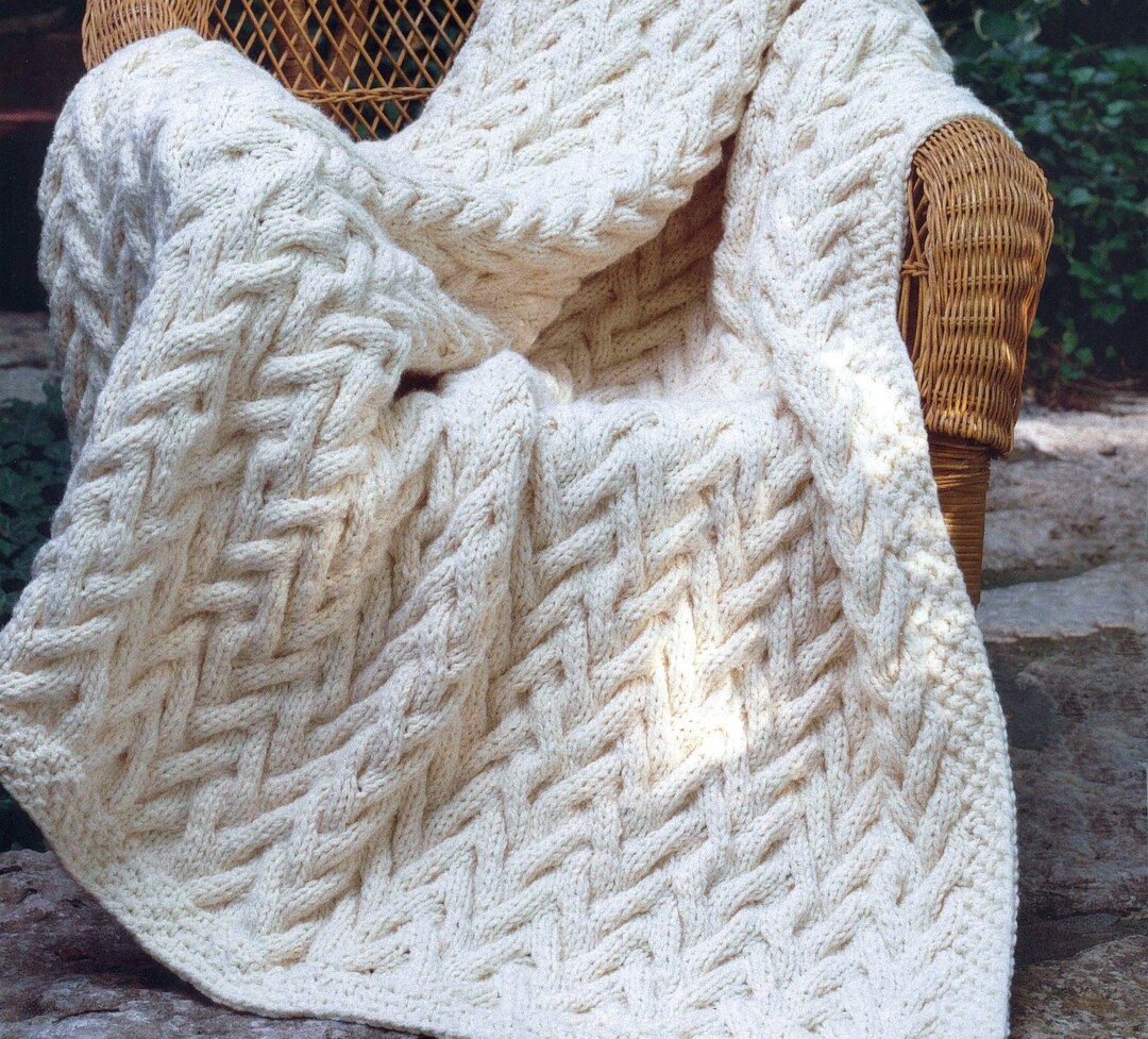 DK Knitting Pattern Chunky Cable Throw Instant PDF Download FAB Blanket