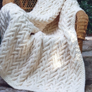 DK Knitting Pattern Chunky Cable Throw Instant PDF Download | FAB Blanket Pattern Bulky Yarn Afghan |