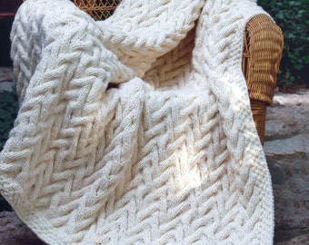 DK Knitting Pattern Chunky Cable Throw Instant PDF Download | FAB Blanket Pattern Bulky Yarn Afghan |