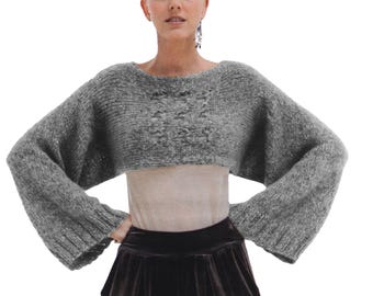 Chunky Cropped Sweater Shrug | Easy Knitting Pattern Women's Crop Tops | STUNNING Casual Top Instant PDF Download