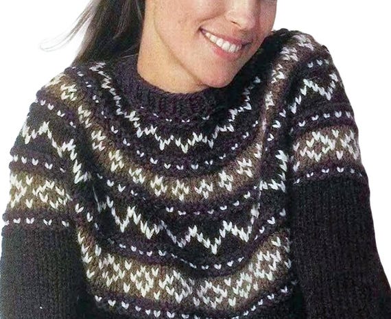 Icelandic Pullover for Women S-2X | Round Yoke Fair Isle Sweater
