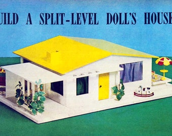 Mid- Century Modern Dollhouse Plan. DIY Plans PDF File Instant Download.