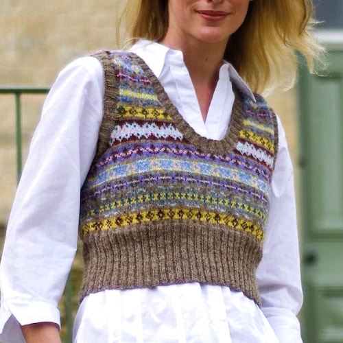 Fair Isle Tank Top | Crop Vest | Women's Tops Knitting Pattern