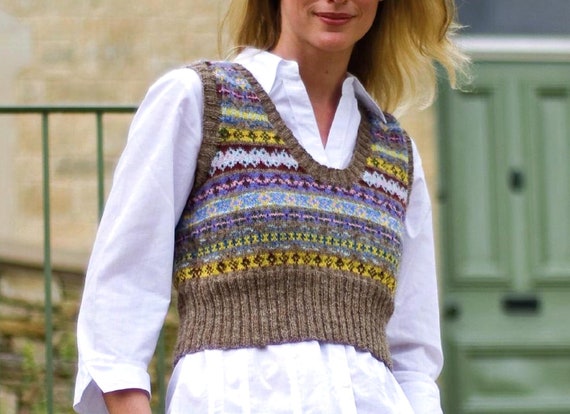 Fair Isle Tank Top | Crop Vest | Women's Tops Knitting Pattern