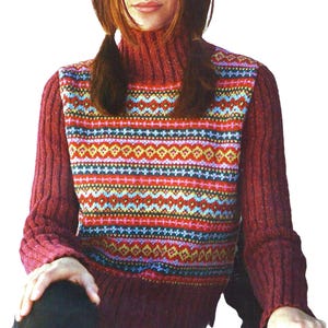 GORGEOUS Fair Isle Sweater | Women&#39;s Nordic Fair Isle Pullover, Colorful Knitting Pattern | Instant PDF Download