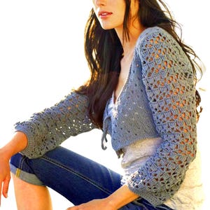Women's Jacket Lace Crochet & Knit Bolero Shrug Pattern | Women's Crop Tops, Cropped Cardigan | PDF Download