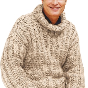 Einfache Strickanleitung Herren Pullover | Geripptes, übergroßes Pullover Vintage einfaches Muster für Anfänger | PDF-Download