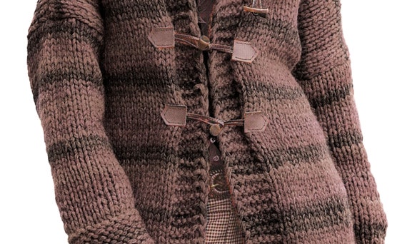 Grobstrick Cardigan mit Kapuze Strickmuster Frauen lose, bequeme