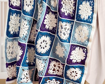 Baby Christmas Blanket, Snowflake's Blanket, | Easy Crochet Pattern Granny Square Throw | Winter Decor | PDF Download