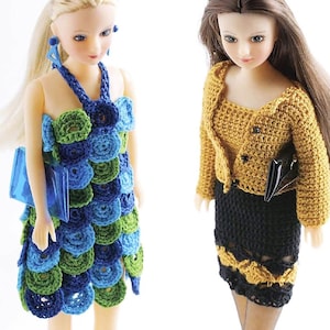 11.5" Doll Clothes Boho Crochet Patterns | Mini Dresses & Jacket For 11" Fashion Doll | Instant PDF Download