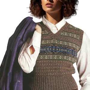 Fair Isle Slip Over, Cropped Vest, | Women&#39;s Tank Tops, Crop Tops | Stranded Colorwork Knitting Pattern  Instant PDF Download