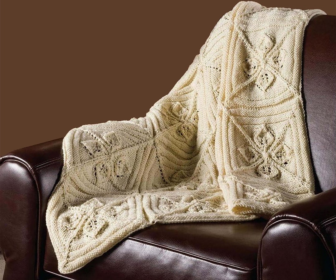 Aran Knit Pattern Baby Blanket Irish Baby Heirloom Aran Patchwork Knitting Pattern Instant PDF