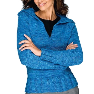 Women&#39;s Sweater Pattern, Casual Raglan Top S-3X | Vintage Simple Top Down Knitting Pattern | Instant PDF Download
