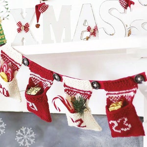 Advent Calendar Pattern | Easy Knitting Pattern Christmas Mantle Garland | Xmas Decor PDF Pattern Instant Download