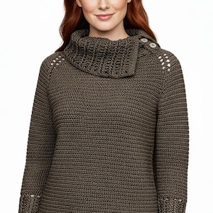 Hermoso patrón de suéter de manga raglán a crochet DK Yarn / Tops de mujer, patrón de jersey de crochet tallas S-3X, descarga instantánea en PDF