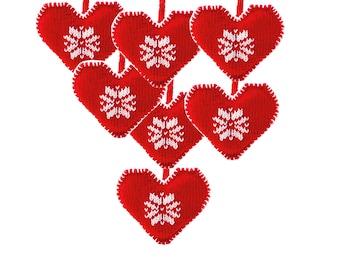 Christmas Easy Knitting Pattern | Scandinavian Xmas Ornament Heart | Xmas Decor Instant PDF Download