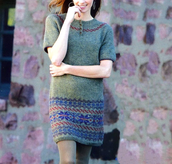fair isle dress knitting patterns Gorgeous Fair Isle Dress | Vintage Fair Isle Pattern | Women's Knitting  Pattern PDF Download