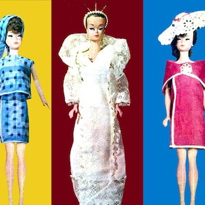 11.5&quot; Doll Clothes Sewing Patterns Mod 60&#39;s.  3 Patterns For 11&quot; Fashion Dolls Instant PDF Download.