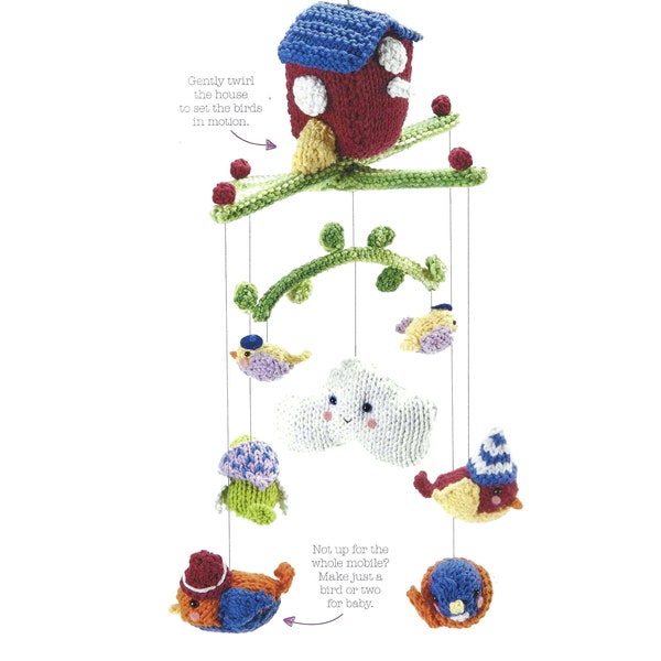 Baby Mobile Birds Birds House | Knitted Toys Animals | Cot Mobile | Nursery Decor | Waldorf Toys