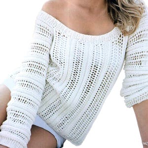Chunky, Lacy Off Shoulder Sweater | Easy Knitting Pattern | Gorgeous Women&#39;s Top Pattern PDF Download