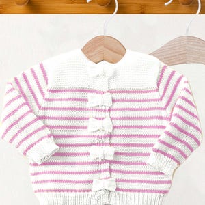 Girl Cardigan With Bows Easy Knitting Pattern 4 Ply | Baby, Toddler GORGEOUS Jacket  3-24 mo. | Instant PDF Download