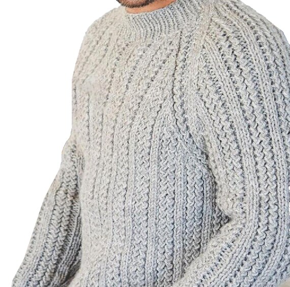 Men's Sweater Chunky Knitting Pattern S-2X | Twisted Rib
