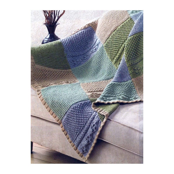 PDF Pattern Patchwork Blanket | Irish Classic Throw | Vintage Easy Knitting Pattern Instant Download