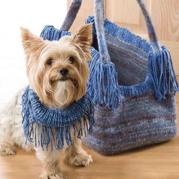 PDF Knitting Pattern Pet Carrier Bag Tote & Vest | Teacup Dog's Carrier | Cat Carrier Purse Pattern Download