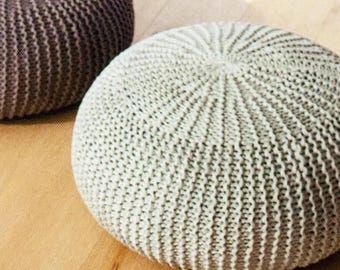 Easy Knitting Pattern Floor Pillow, Pouf, Neutral Decor | Ottoman Footstool, Floor Cushion Pattern PDF Download